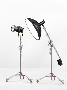 Heavy Duty 4.4m Double Usage Lumière Stand Boom Arm 'C' Stand En Acier Inoxydable Roue Portant 20kg Pliable Studio Flash - Product Image 2