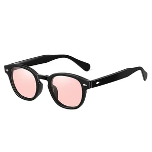 Premium kadınlar kalın biyo karbon fiber erkek polarize retro asetat Johnny Depp güneş gözlüğü erkek lüks güneş gözlüğü