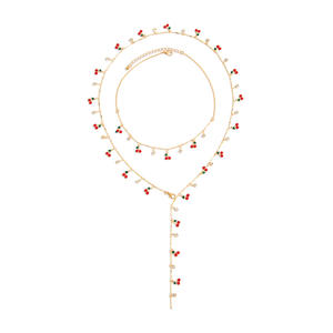 Yağ-damlayan kiraz kolye uzun kolye Metal istifleme meyve serisi klavikula kolye bayan kolye - Product Image 5