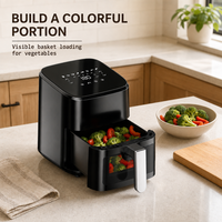 Friteuse à air de comptoir 4,5 L 1200 W, cuisinière électrique compacte avec panier unique pour petites cuisines et utilisation en camping-car