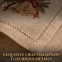 Serviettes de table de Noël brodées de luxe en mélange de lin naturel, réutilisables pour la maison, la cuisine et la table des fêtes