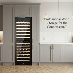 Cantinetta Vino Vinopro Produttori Smart 40db a Compressore Doppia Zona 330L 108 Bottiglie Frigo Cantina con Ripiani in Faggio - Product Image 1