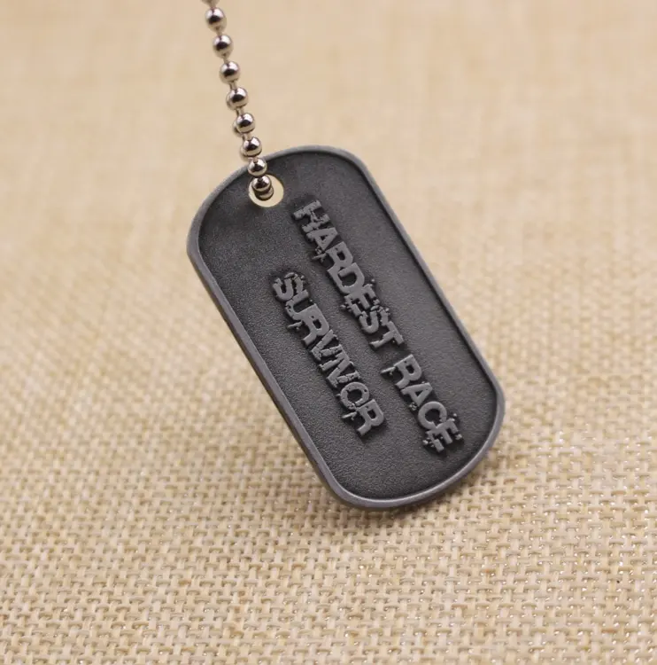 Snelle Levering Custom Metalen Vierkant Antiek Nikkel 2d Reliëf Logo Dog Tag Voor Man