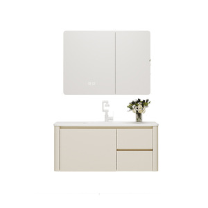 Meuble de salle de bain simple, résistant à l'humidité, lavabo en céramique intégré, meuble-lavabo avec miroir - Product Image 5