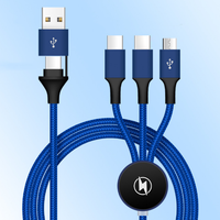 Cadeau promotionnel Câble de charge rapide 3 en 1 avec logo lumineux Compatible avec plusieurs appareils Câble de données USB 5 en 1 pour téléphone portable