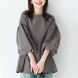 Thời Trang Mới Nữ Loose Fit Áo Cotton Tay Đèn Lồng Cổ Tròn Quá Khổ Top Mùa Hè Thường Ngày Phong Cách Hàn Quốc - Product Image 5