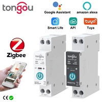 API TONGOU 1P+N 18mm Rail DIN Interrupteur intelligent sans fil pour la maison avec mesure, compatible Zigbee, application TUYA, disjoncteurs intelligents Smart Life