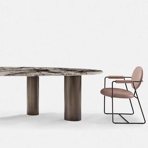 Tavolo da Pranzo Moderno di Lusso con 6 Sedie, Set da Sala da Pranzo Rotondo con Piano in Marmo, Stile Classico Italiano per 6-10 Persone - Product Image 6