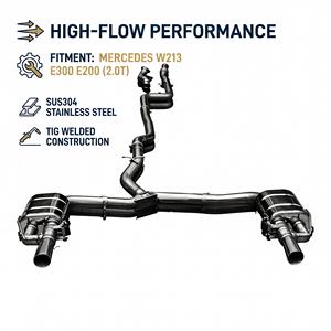 Système d'échappement Catback Vortex Valvetronic pour Mercedes Benz W213 E300 E200 2.0T SS304 en acier inoxydable, kit de tuning sport racing - Product Image 1