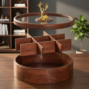 Caja de Madera de Acacia Personalizada para Frutos Secos, con Tapa de Vidrio, Múltiples Compartimentos, Organizador de Dulces y Nueces, Bandeja para Servir, Apta para Lavavajillas, Ecológica - Product Image 4