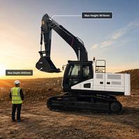 Excavatrices moyennes certifiées Euro V de 22 tonnes, profondeur de creusement maximale, machine de creusement sur chenilles