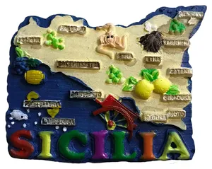 Смола Sicilia карта Италия 3D магнит на холодильник туристический сувенир