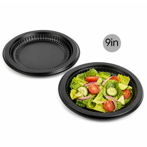 Platos Redondos Desechables Negros de PP al por Mayor, Libres de BPA, Apilables, para Restaurantes, Catering y Fiestas - Product Image 1