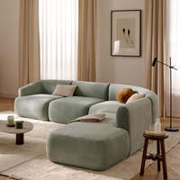 Canapé en velours Teddy de luxe italien, grand canapé modulaire rembourré pour salon, canapé de détente confortable et doux pour la peau