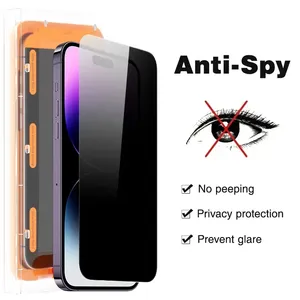 Atacado Anti-espião Privacidade Filtro Protetor De Tela De Vidro com Bandeja De Instalação para Iphone 15 14 13 12 11