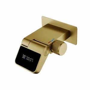 Dual-lỗ Brass Wall Mount vòi Gun màu xám hiển thị kỹ thuật số Thác Lưu vực tap cho phòng tắm bồn rửa van gốm cho phòng ngủ sử dụng - Product Image 6