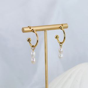 Vintage Waterproof Stainless Steel Classic 14k 18k PVD Gold Plated <b>Earrings</b> Jewelry Women Fashion <b>Pearl</b> <b>Earrings</b> for Women - Product Image 1