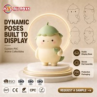 Figurine de dragon Chibi en PVC personnalisée, chapeau de bourgeon vert, mini-statue de collection, CE EN71 CPC OEM ODM