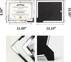 Cadre photo en verre cristal argenté personnalisé 8x10 Certificat de brevet Affichage de table Vertical Horizontal Certifié BSCI Fait à la main - Product Image 2