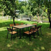 Offre Spéciale : Ensemble de Salle à Manger d'Extérieur en Aluminium Effet Bois, Résistant, Qualité Commerciale, Table et Chaises pour Villa, Jardin, Complexe Hôtelier