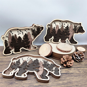 งานฝีมือไม้คลาสสิก พิมพ์ลายหลายชั้น อุปกรณ์สำนักงาน ของตกแต่งรูปสัตว์ งานฝีมือ UIONEN แบบชิ้นเดียว สั่งทำพิเศษตามแบบส่วนตัว DIY - Product Image 3