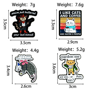 Broche en métal motif <span class=keywords><strong>souris</strong></span> et <span class=keywords><strong>chat</strong></span> de dessin animé, mignonne, en forme d'animal, accessoire <span class=keywords><strong>pour</strong></span> sac à dos et vêtements - Product Image 4