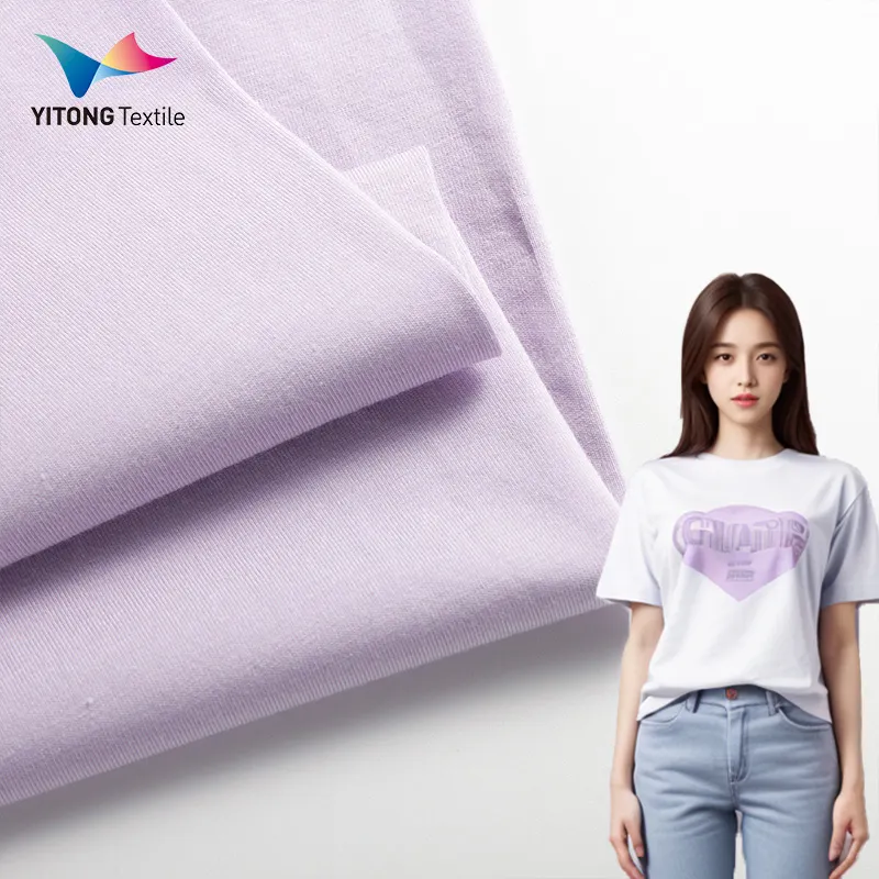 Thân Thiện Với Môi 170 GSM Tre Vải Dệt Kim 47.5% Hữu Cơ Sợi Tre 47.5% Cotton 5% Spandex Vải Cho T-Shirt Quần Áo