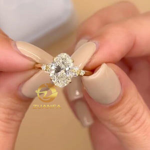 Anillo de Moissanita D VVS para Mujer, Anillo de Compromiso, Anillo de Boda Personalizado, Anillo de Promesa con Diamante de Moissanita - Product Image 1