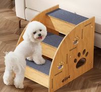 Massivholz Haustiertreppen Rutschfeste Hunde- und Katzenrampe, Kletterstufen für Kleintiere zum Zugang zu Sofa & Bett