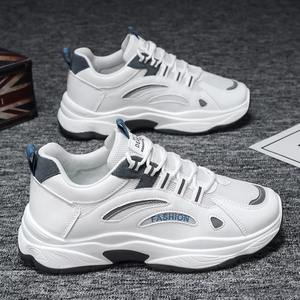 Chaussures pour hommes - Nouveau modèle 2025, baskets blanches respirantes et tendance, style plateforme, décontractées et sportives, idéales pour la marche, à enfiler, en microfibre - Product Image 3