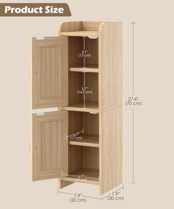 Meuble de salle de bain moderne et étroit, rangement <span class=keywords><strong>pour</strong></span> papier <span class=keywords><strong>toilette</strong></span>, organisateur d'angle <span class=keywords><strong>en</strong></span> <span class=keywords><strong>bois</strong></span> mince, étagère réglable à 4 niveaux <span class=keywords><strong>pour</strong></span> petits espaces - Product Image 2