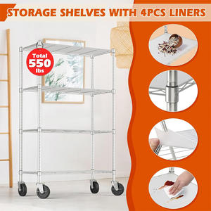 크롬 4 선반 선반 장치 및 선반 라이너 조절 가능한 마텔 와이어 선반 유닛 랙 - Product Image 4