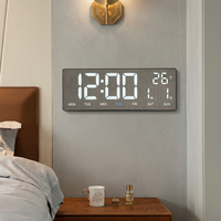 Horloge murale numérique LED grand format avec alarme, calendrier, minuteur, réglage de la luminosité, température intérieure, pour chambre et bureau, certifiée BSCI
