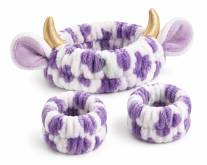 Ensemble bandeau et bracelet en tissu doux, motif <span class=keywords><strong>girafe</strong></span> mignon, pour soins du visage féminins, taille unique, maquillage et spa - Product Image 3