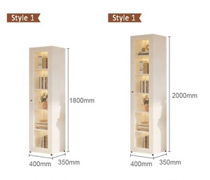 <span class=keywords><strong>Meuble</strong></span> de rangement moderne et minimaliste en métal blanc pour chambre à coucher, avec portes vitrées à fermeture douce et 6 étagères, idéal pour le salon - Product Image 6