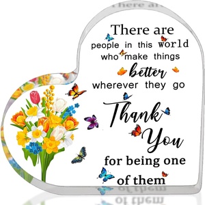 Support de présentation en acrylique en forme de cœur, cadeau de remerciement pour les employés, cadeau de départ pour les collègues, cadeau de retraite pour les femmes - Product Image 1