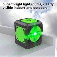 Niveau laser vert portable Borka FQT-2 à deux lignes ; Niveau laser de haute précision 515 nm avec batterie au lithium intégrée