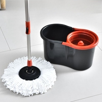 Serpillère rotative avec seau, séparation eau propre/eau sale à 360°, manche télescopique en acier inoxydable sur roulettes, distributeur de savon, ensemble serpillère pour la maison