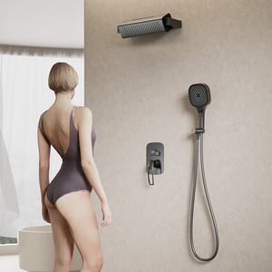 Mitigeur de douche encastré en laiton certifié WaterMark avec bouton poussoir, ensemble de robinetterie de douche encastrée pour salle de bain - Product Image 3