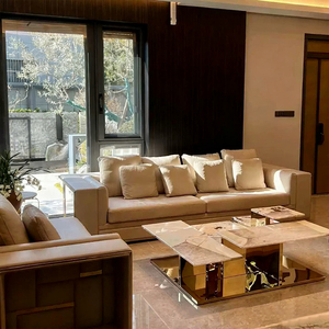 Tavolino da Caffè Moderno e Durevole in Marmo Naturale Pandora e Acciaio Inossidabile per Arredamento Completo di Villa e <span class=keywords><strong>Soggiorno</strong></span> - Product Image 1