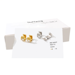 Orecchini a perno in oro e argento, acciaio, 6 mm, set da 12 pezzi per donna, gioielli alla moda - Product Image 2