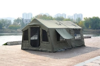 Tente gonflable de 16 m² à deux pièces en coton TC et polyester, zone de couchage et de séjour séparées, installation rapide, tente de luxe pour le glamping