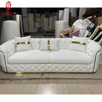Venta al por mayor de alta calidad Blanco cómodo sofá de ocio sofá de salón de estilo moderno 2 3 plazas sala de estar sofá con mechones conjunto de muebles