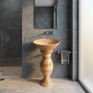Ensemble de lavabo sur pied en céramique monobloc moderne pour salle de bain, villa, hôtel, centre commercial, usine, vente en gros - Product Image 2