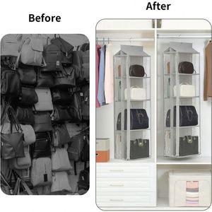 Organisateur de sacs suspendu transparent anti-poussière pour armoire, rangement mural en tissu non tissé pour sacs à main, maison, chambre - Product Image 2