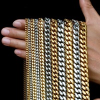 Krkc Hip Hop Cubanen 316L Rvs Ketting Karabijn Mannen 18K Gold Pvd Plated Curb Chain Dunne 3mm Cubaanse Link Chain