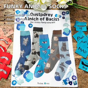 Chaussettes en coton tendance et amusantes pour adultes, motif chat, chien, animal fantaisie, respirantes, tricotées pour la saison printanière - Product Image 3