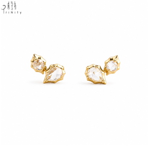 คอลเลคชั่นใหม่ ต่างหูเพชรทรงโรสคัท ทองคำแท้ 18K (Au750) ผลิตโดยผู้ผลิตเครื่องประดับชั้นดี ขายส่งเครื่องประดับ - Product Image 3