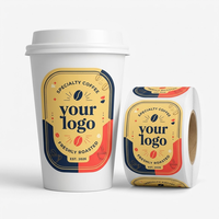 Rouleau d'autocollants personnalisés pour gobelets, étiquettes imperméables avec logo personnalisé pour gobelets à café, jus, boissons, emballages, magasins de boissons