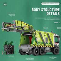 Camion de gestion des déchets électronique télécommandé à assembler soi-même, jouet éducatif technologique avec compacteur pour la construction et l'utilisation comme modèle réduit